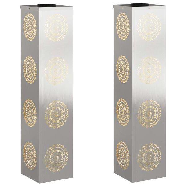 vidaXL Aurinko LED-polkuvalo 2 pcs Hopea Ruostumaton ter&auml;s