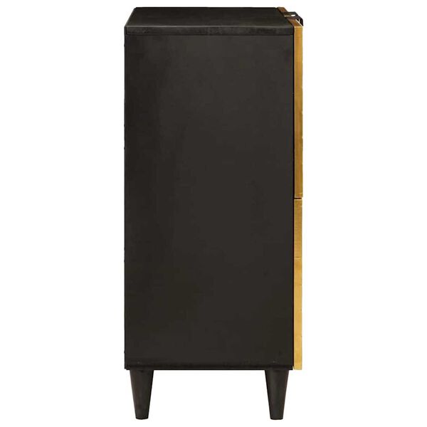vidaXL Sivukaappi Musta ja kulta 60 x 33.5 x 75 cm täysi mangopuu