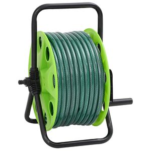vidaXL Vapaasti seisova letkukela vihre&auml; letkuliitinsarja 0,5" 20m PVC