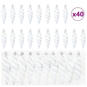 vidaXL Joulun Spiraalimallinen Kuula 40 kpl Valkoinen 3 x 11 cm Muovi