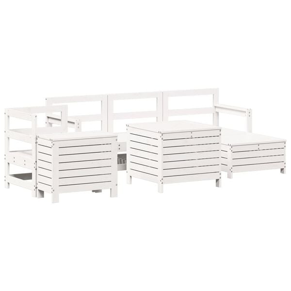 vidaXL 7-osainen Ulkosohvasarja valkoinen t&auml;ysi m&auml;nty