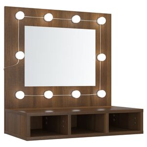 vidaXL Peilikaappi LED-valoilla ruskea tammi 60x31,5x62 cm