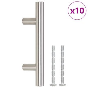 vidaXL Kaapin kahvat 10 kpl hopea reik&auml;v&auml;li 64 mm kokonaispituus 100 mm ruostumaton ter&auml;s