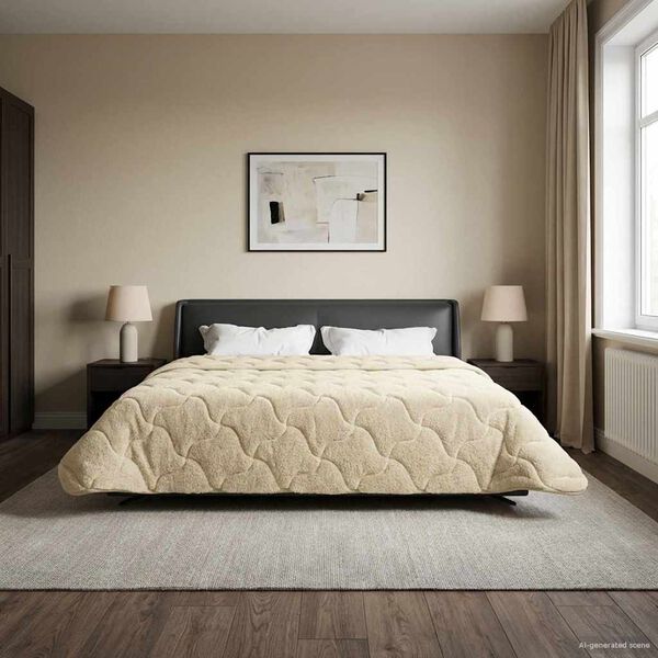 vidaXL Koko Vuoden Peitto Quiltottu Kerma 220 x 240 cm