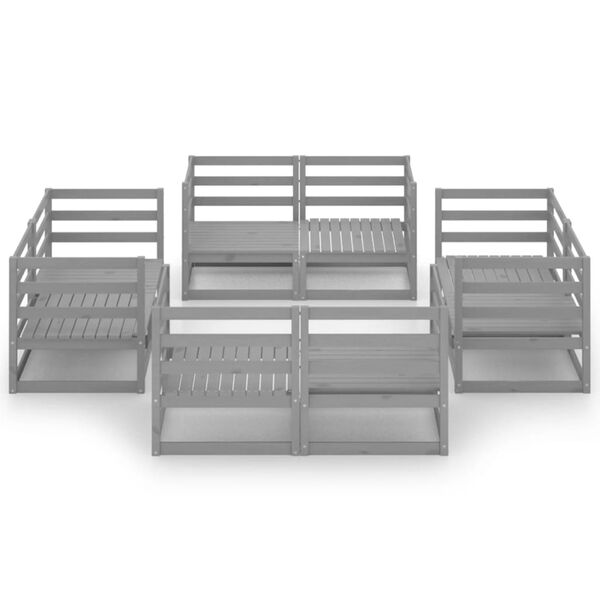 vidaXL 8-osainen Puutarhasohvasarja harmaa täysi mänty