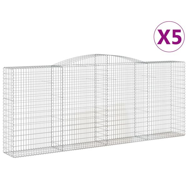 vidaXL Kaarevat kivikorit 5 kpl 400x50x160/180 cm galvanoitu rauta