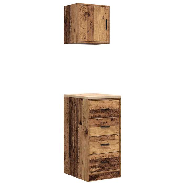 vidaXL Autotallikaapit 2 kpl vanhaa puuta tekninen puu