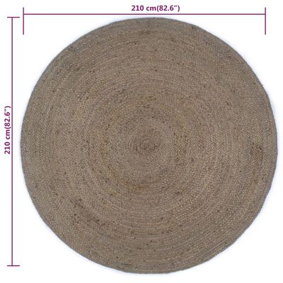 vidaXL Käsintehty pyöreä juuttimatto 210 cm harmaa
