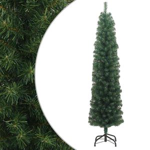 vidaXL Kapea tekojoulukuusi jalustalla vihre&auml; 180 cm PVC