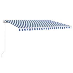 vidaXL Sis&auml;&auml;nkelattava markiisi LEDill&auml; 400x300 cm sinivalkoinen