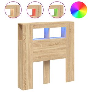 vidaXL S&auml;ngynp&auml;&auml;ty LED-valoilla Sonoma-tammi 100x18,5x103,5 cm puu