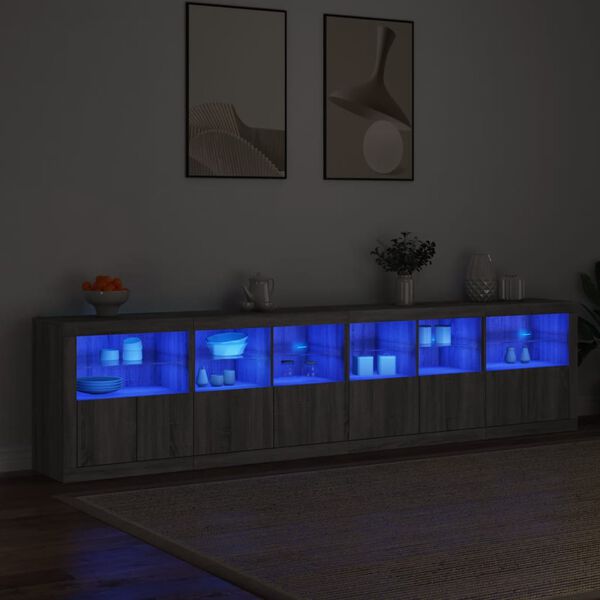 vidaXL Senkki LED-valoilla harmaa Sonoma 283x37x67 cm