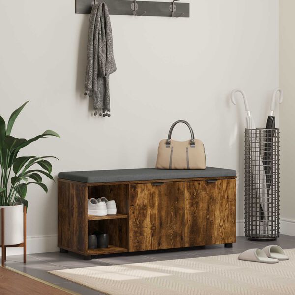 vidaXL Halli penkki tyynyll&auml; ovella Savustettu Tammi 100 x 38 x 46 cm