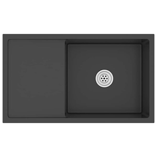 vidaXL Käsintehty keittiön tiskiallas musta ruostum. teräs