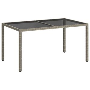 vidaXL Puutarhap&ouml;yt&auml; 150x90x75cm karkaistu lasi ja polyrottinki harmaa