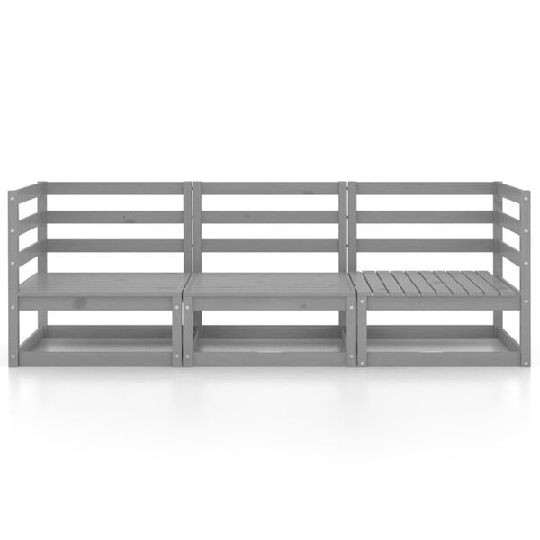 vidaXL 3-istuttava Puutarhasohva harmaa täysi mänty