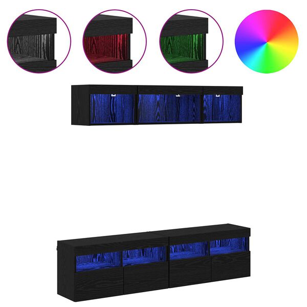 vidaXL TV Sein&auml;kappaleet LED:ll&auml; 5 pcs Musta tammi. 80 x 30 x 40 cm