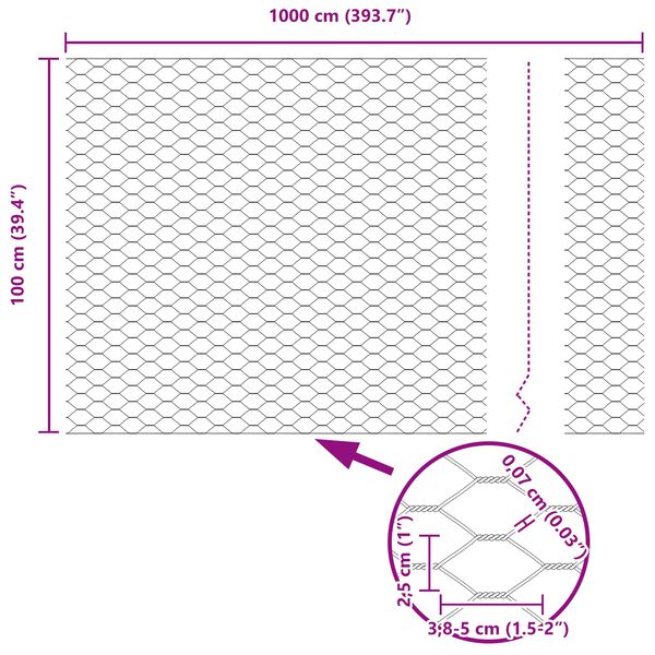 vidaXL Kuusikulmainen aita Vihreä 1 x 10 m Teräs