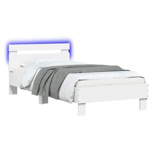 vidaXL S&auml;ngyn runko LED-valolla valkoinen 80 x 200 cm Tekninen puu