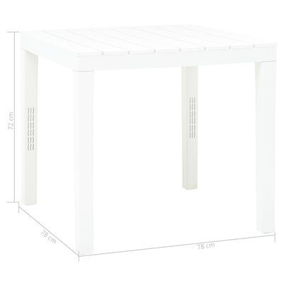 vidaXL Puutarhapöytä 2 penkillä muovi valkoinen