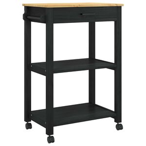 vidaXL Keitti&ouml;vaunu MONZA Musta 60 x 40 x 88,5 cm Massiivinen m&auml;nty