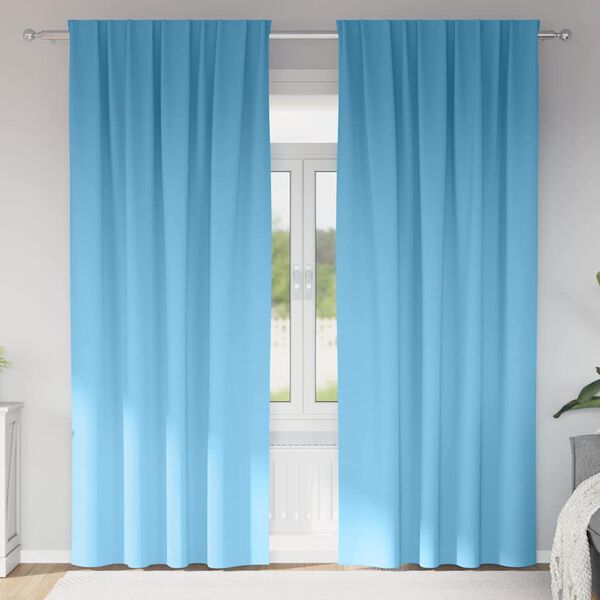 vidaXL Piment&auml;v&auml; verho renkailla 2 pcs Vaaleansininen 225 x 140 cm