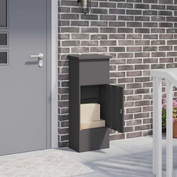 vidaXL Pakettipostilaatikko ovella Musta 44,5 x 29 x 110,5 cm Ter&auml;s