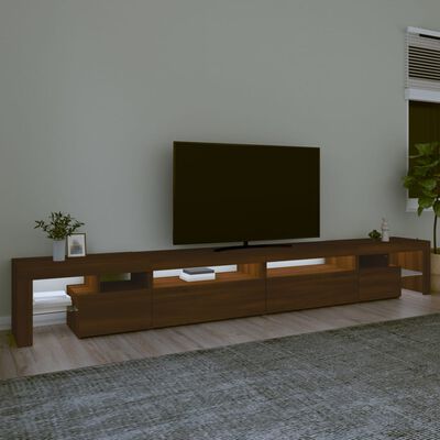 vidaXL TV-taso LED-valoilla ruskea tammi 290x36,5x40 cm