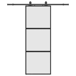 vidaXL liukuovi laitteistosarjalla musta 76x205 cm karkaistu lasi