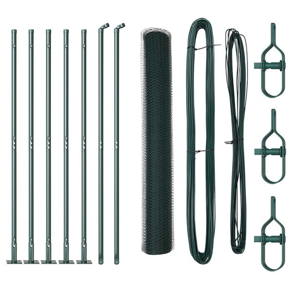 vidaXL Aitalatu Vihre&auml; 10 x 1 m (25 mm verkko) Ter&auml;st&auml; ja PVC:t&auml;