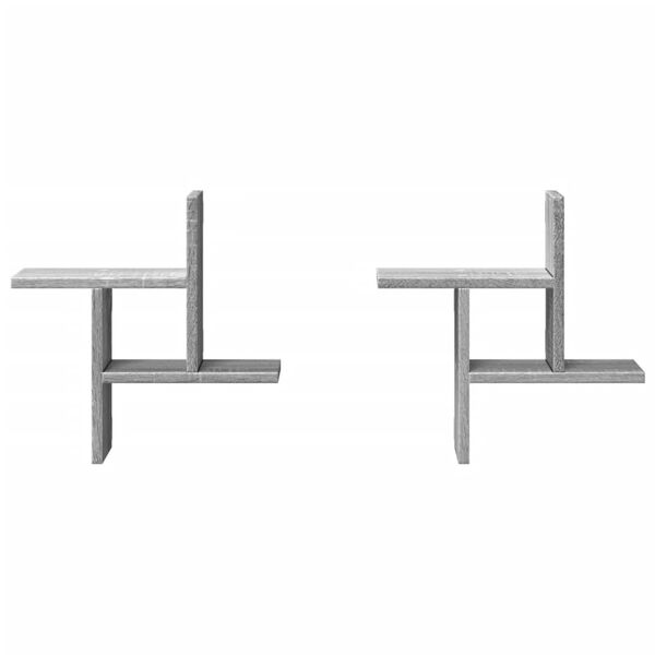 vidaXL Sein&auml;hyllyt 2 kpl harmaa Sonoma 38x12x38 cm tekninen puu