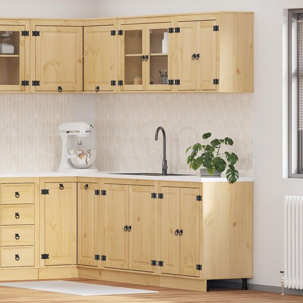 vidaXL Kaappi hyllyll&auml; s&auml;ilytystilassa 4 pcs Hunaja Massiivinen m&auml;nty