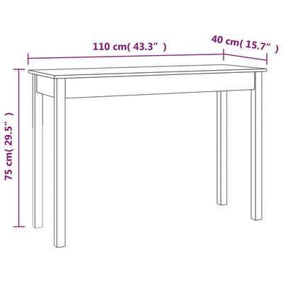 vidaXL Konsolipöytä 110x40x75 cm täysi mänty