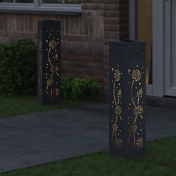 vidaXL Aurinko LED-polkuvalo 2 pcs Antrasiitti Kylm&auml;valssattu ter&auml;s