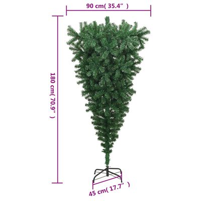 vidaXL Tekokuusi ylösalainen jalustalla vihreä 180 cm