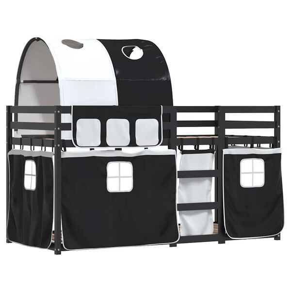 vidaXL Parvis&auml;nky verhoilla mustavalkoinen 90x190 cm t&auml;ysi m&auml;nty