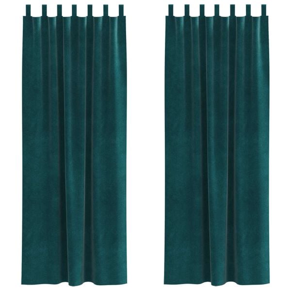 vidaXL Pimennysverhot 2 pcs Tummanvihre&auml; 140 x 245 cm Sametti