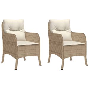 vidaXL Puutarhatuolit pehmusteilla 2 kpl beige polyrottinki