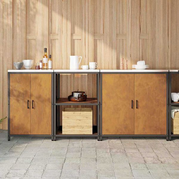 vidaXL Keittiön säilytyssarja hyllyllä Muut 3 pcs Ruosteinen Teräs