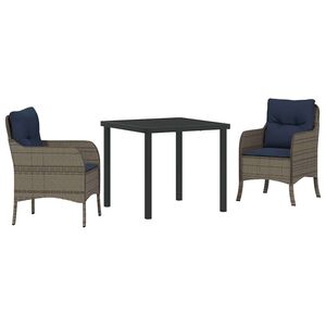 vidaXL Piharuokailu setti tyynyll&auml; 3 pcs Harmaa polyrottinki