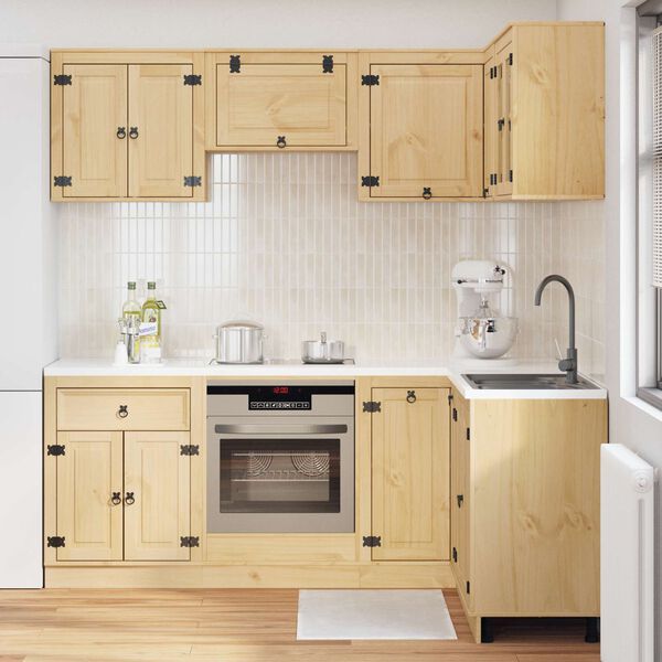 vidaXL Kaappi hyllyll&auml; SKI 8 pcs Hunaja Ruskea Massiivinen m&auml;nty