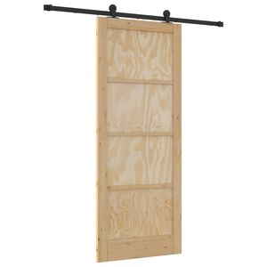 vidaXL Liukuovi Luonnollinen ja musta 86 x 211 cm T&auml;ysi m&auml;nty
