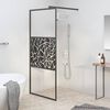 vidaXL Walk-in suihkusein&auml;ke 80x195 cm ESG-lasi kivikuvioinnilla musta