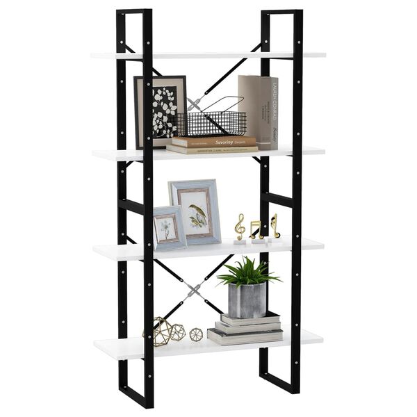 vidaXL 4-tasoinen kirjahylly valkoinen 80x30x140 cm tekninen puu