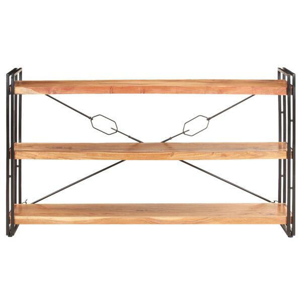 vidaXL 3-tasoinen kirjahylly 140x30x80 cm t&auml;ysi akaasiapuu