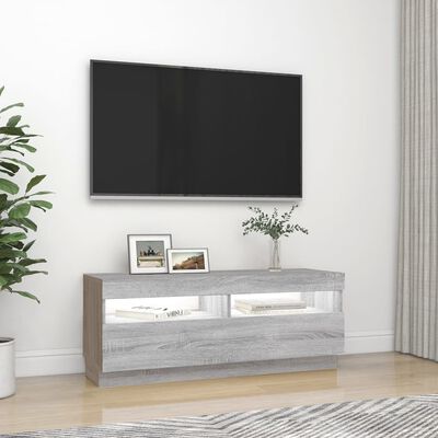 vidaXL TV-taso LED-valoilla harmaa Sonoma 100x35x40 cm