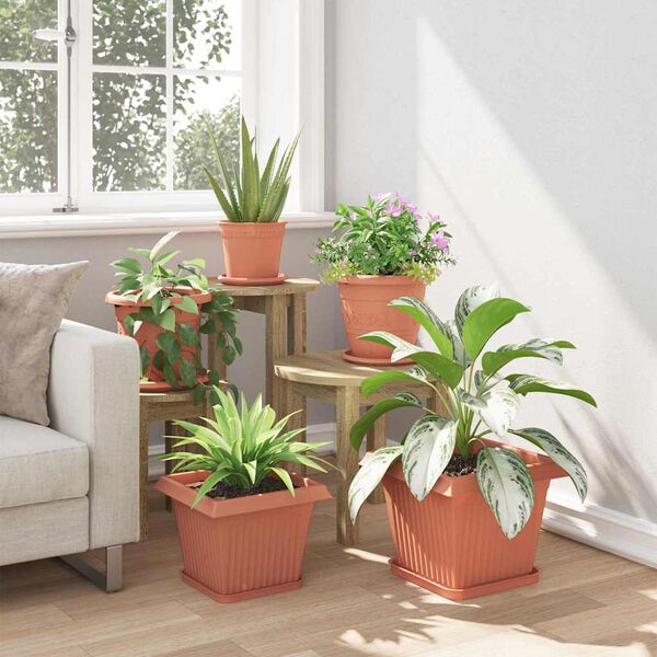 vidaXL Neli&ouml; Kukkaruukku 24 pcs Tiilenpunainen 28,5 x 28,5 x 22 cm