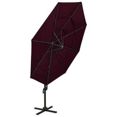 vidaXL 4-tasoinen aurinkovarjo alumiinitanko viininpunainen 3x3 m