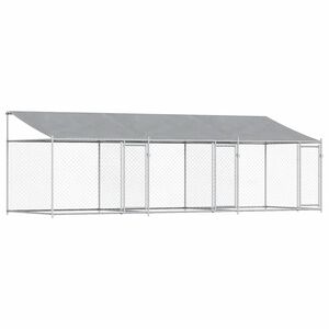 vidaXL Koiranh&auml;kki katolla ja ovilla harmaa 6x2x2 m galvanoitu ter&auml;s