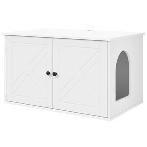 vidaXL Kissatalo valkoinen 85 x 55 x 50,5 cm Tekninen puu